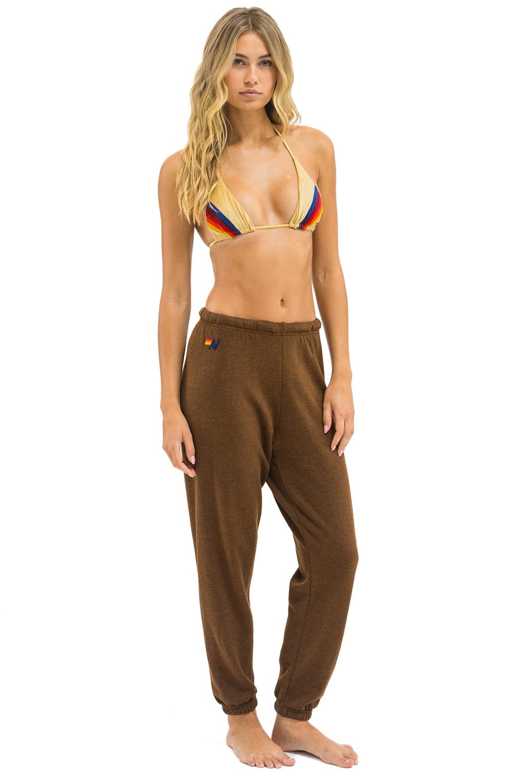 5 STRIPE SWEATPANTS - CHOCOLATE RAINBOW WHITE