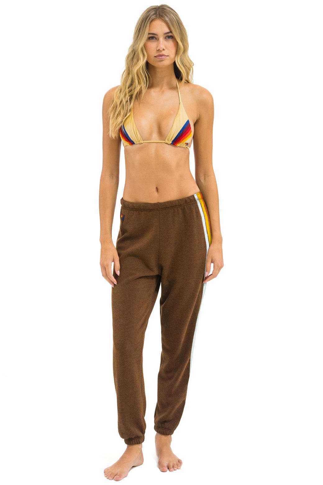 5 STRIPE SWEATPANTS - CHOCOLATE RAINBOW WHITE