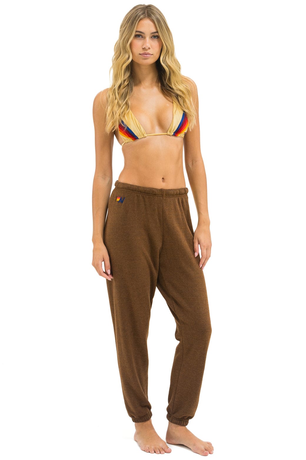 5 STRIPE SWEATPANTS - CHOCOLATE WHITE NEON