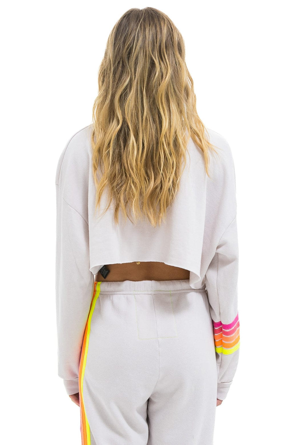 RUGBY STITCH CROPPED CREW SWEATSHIRT RELAXED - DOVE GREY NEON