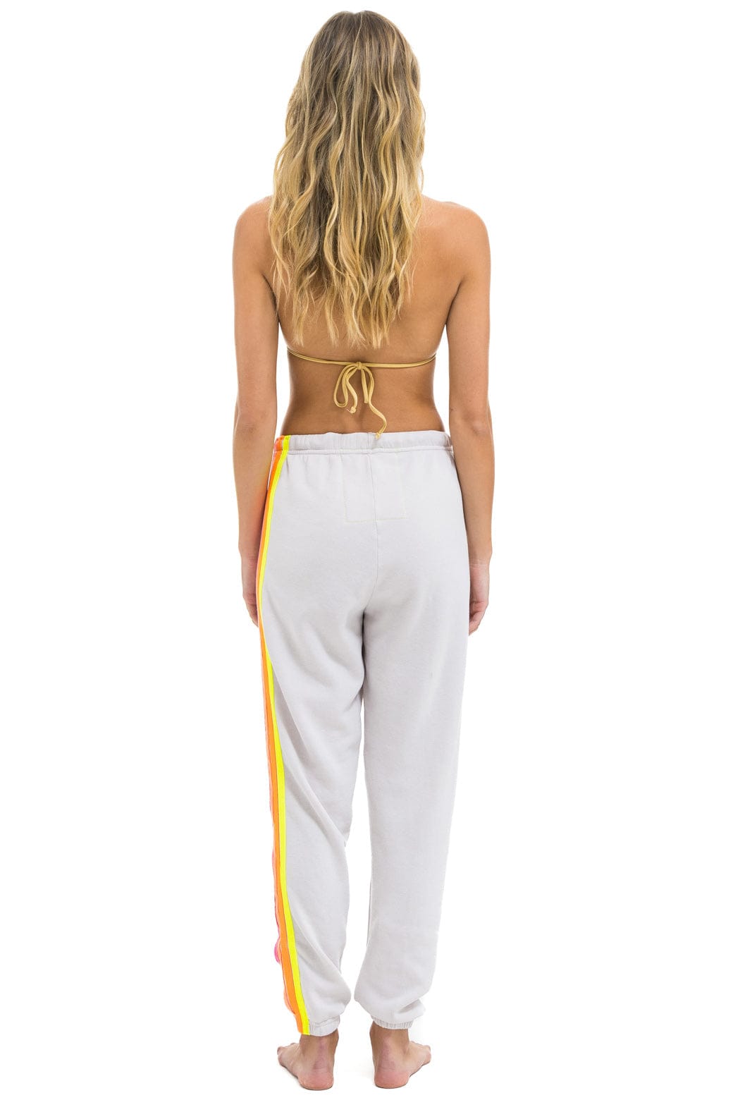 5 STRIPE SWEATPANTS - DOVE NEON
