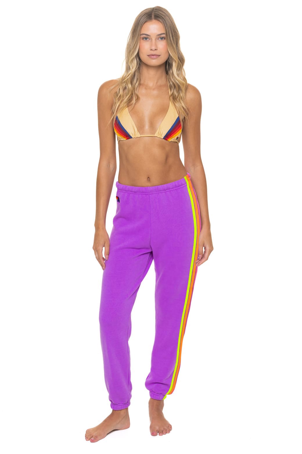 5 STRIPE SWEATPANTS - MAGENTA YELLOW BLUE