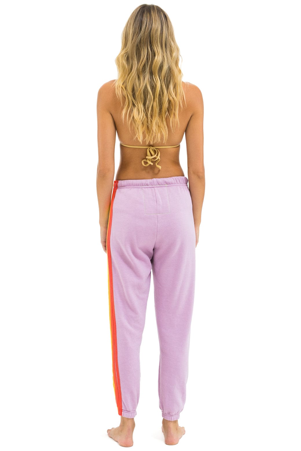 5 STRIPE SWEATPANTS - MAUVE WHITE NEON