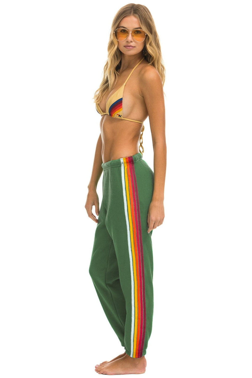 5 STRIPE SWEATPANTS - PALM RAINBOW WHITE