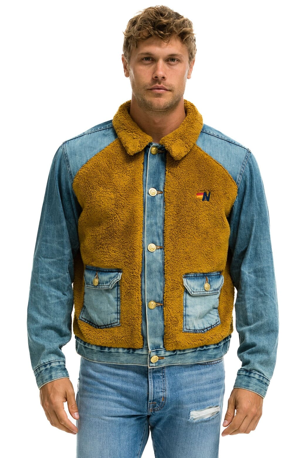 ASPEN SHERPA UNISEX DENIM JACKET - MEDIUM VINTAGE