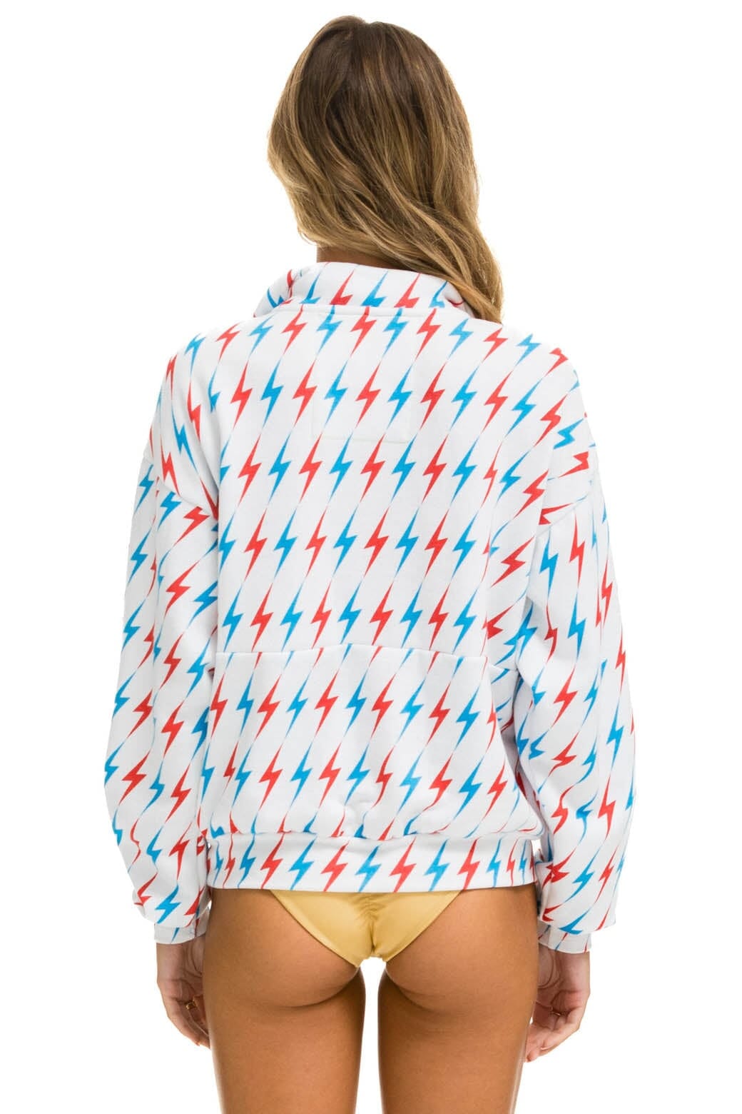 AVIATOR BOLT W BOLT EMBROIDERY FLEECE HALF ZIP SWEATSHIRT - WHITE USA