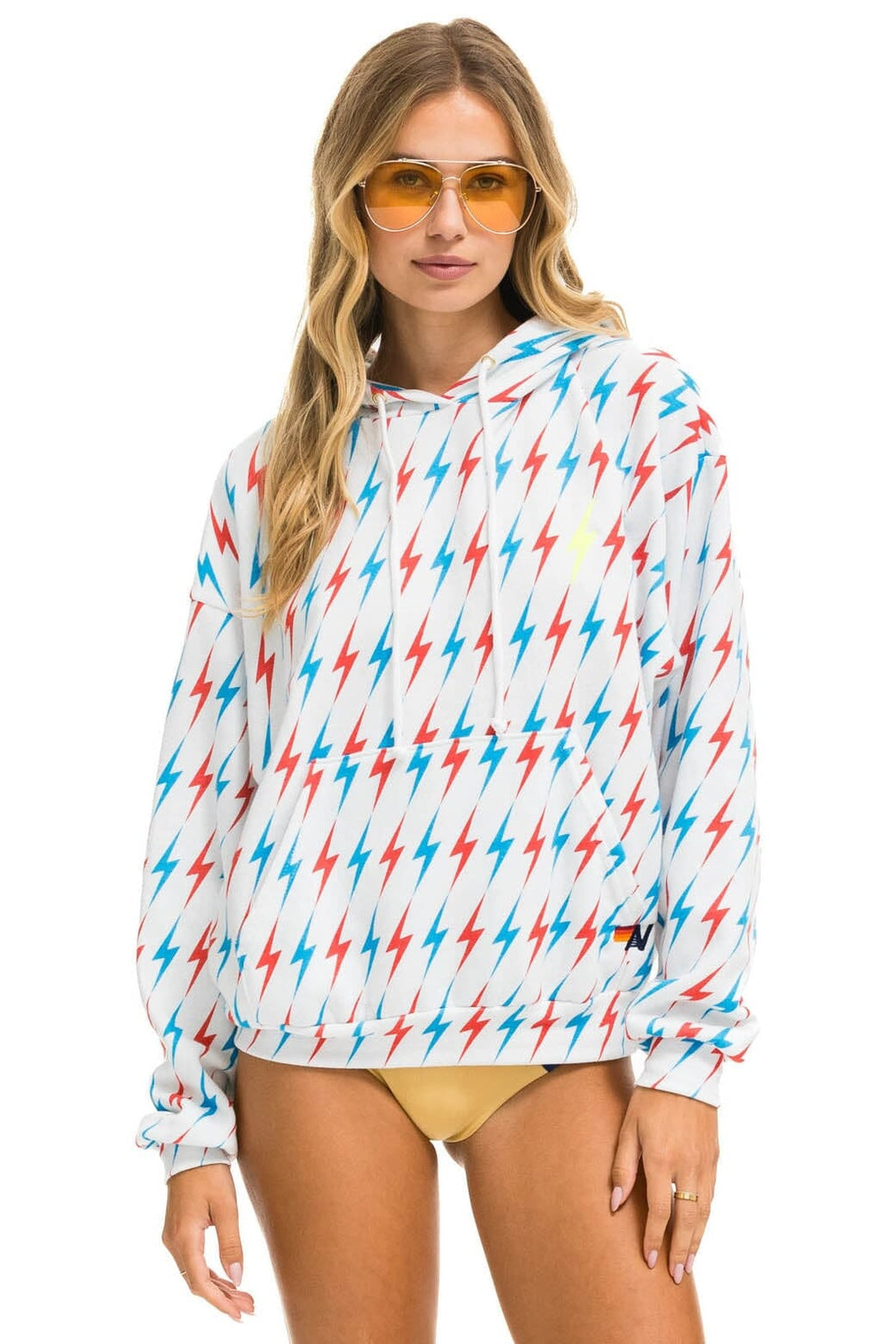 AVIATOR BOLT W BOLT EMBROIDERY RELAXED PULLOVER HOODIE - WHITE USA