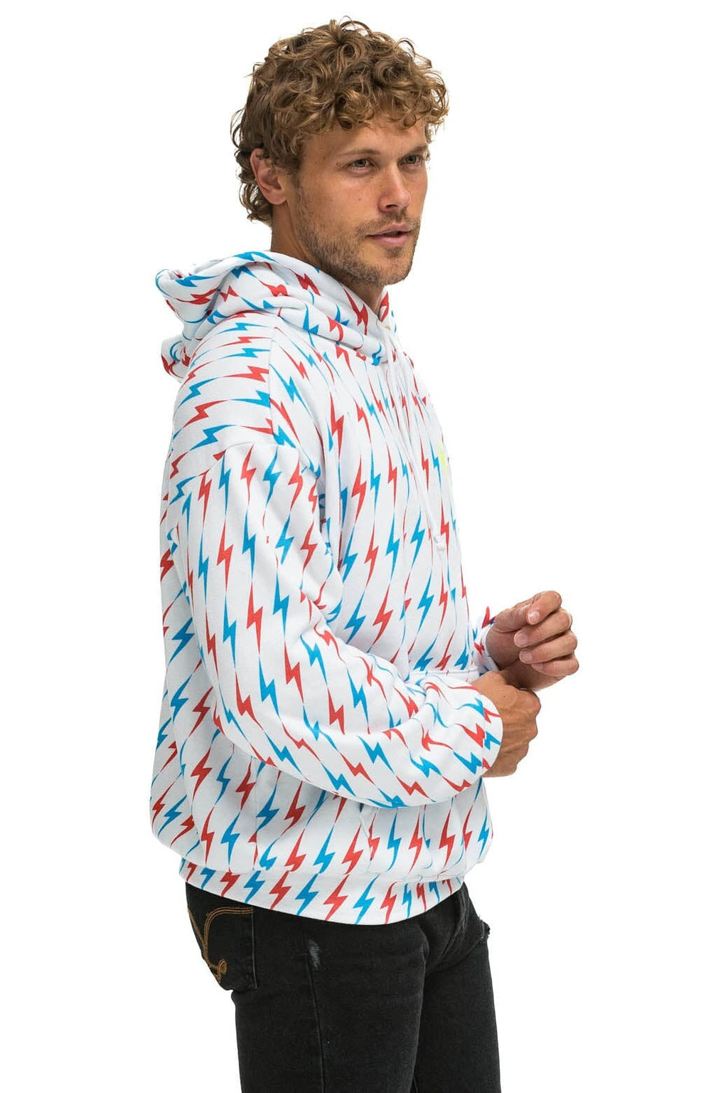 AVIATOR BOLT W BOLT EMBROIDERY RELAXED PULLOVER HOODIE - WHITE USA