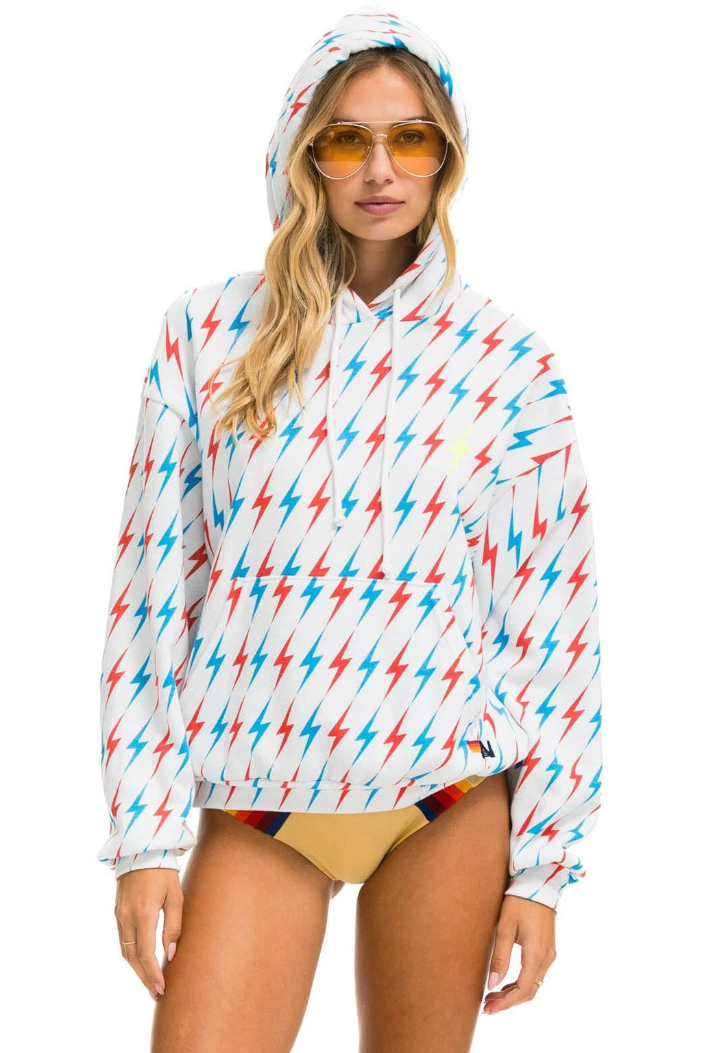 AVIATOR BOLT W BOLT EMBROIDERY RELAXED PULLOVER HOODIE - WHITE USA