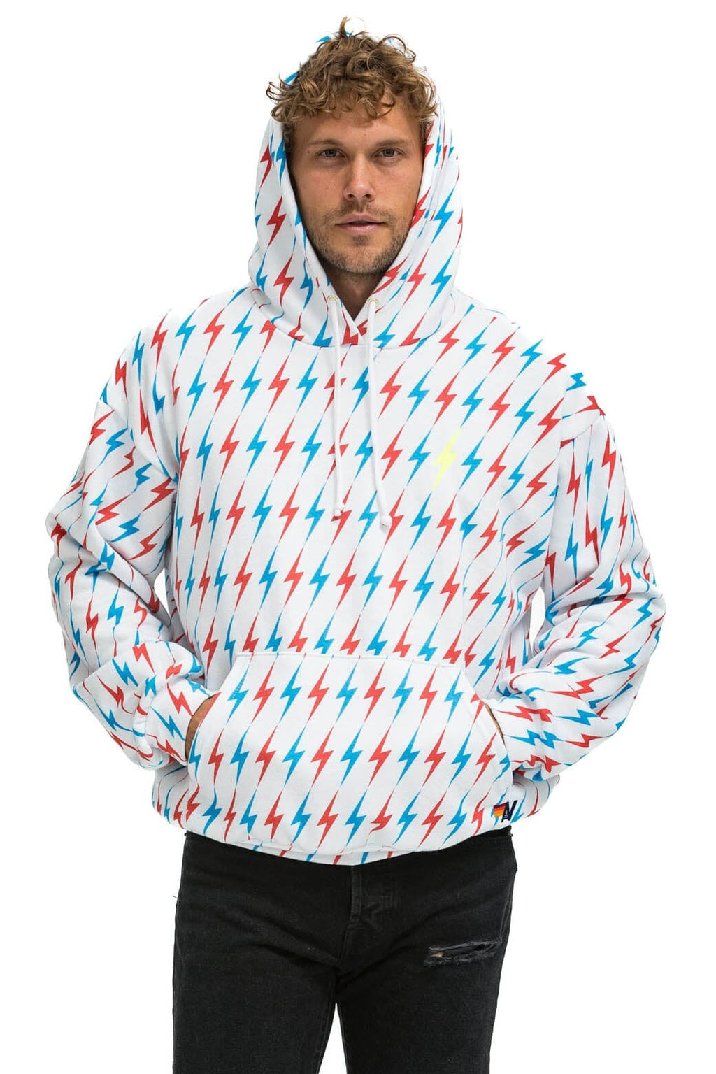 AVIATOR BOLT W BOLT EMBROIDERY RELAXED PULLOVER HOODIE - WHITE USA