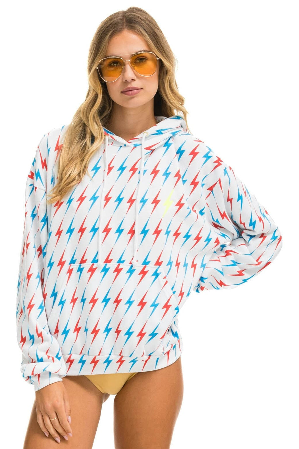 AVIATOR BOLT W BOLT EMBROIDERY RELAXED PULLOVER HOODIE - WHITE USA
