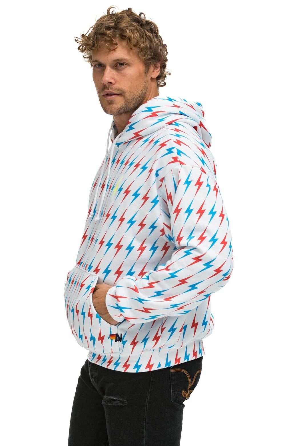 AVIATOR BOLT W BOLT EMBROIDERY RELAXED PULLOVER HOODIE - WHITE USA