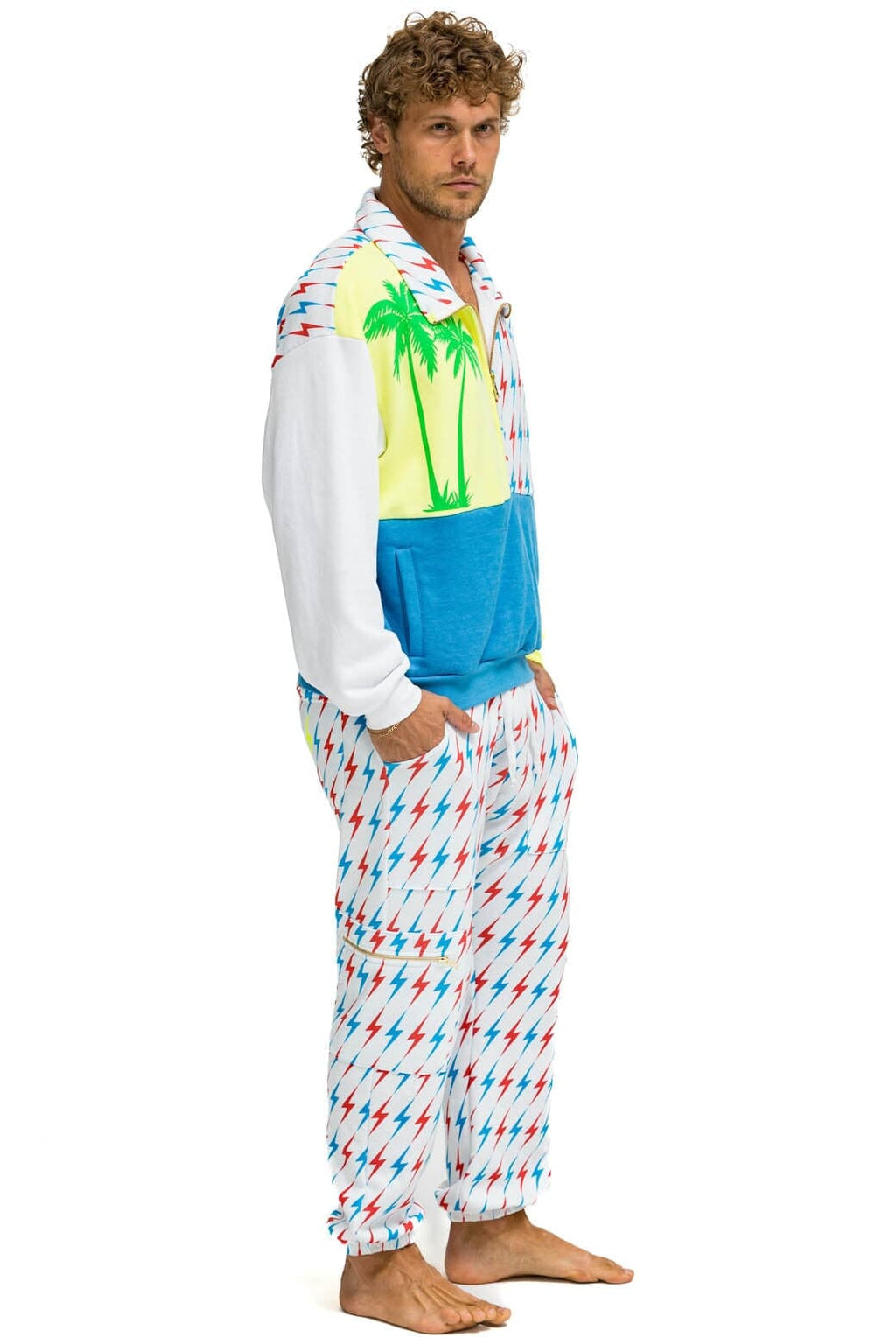 AVIATOR BOLT EMBROIDERY SWEATPANTS - WHITE USA