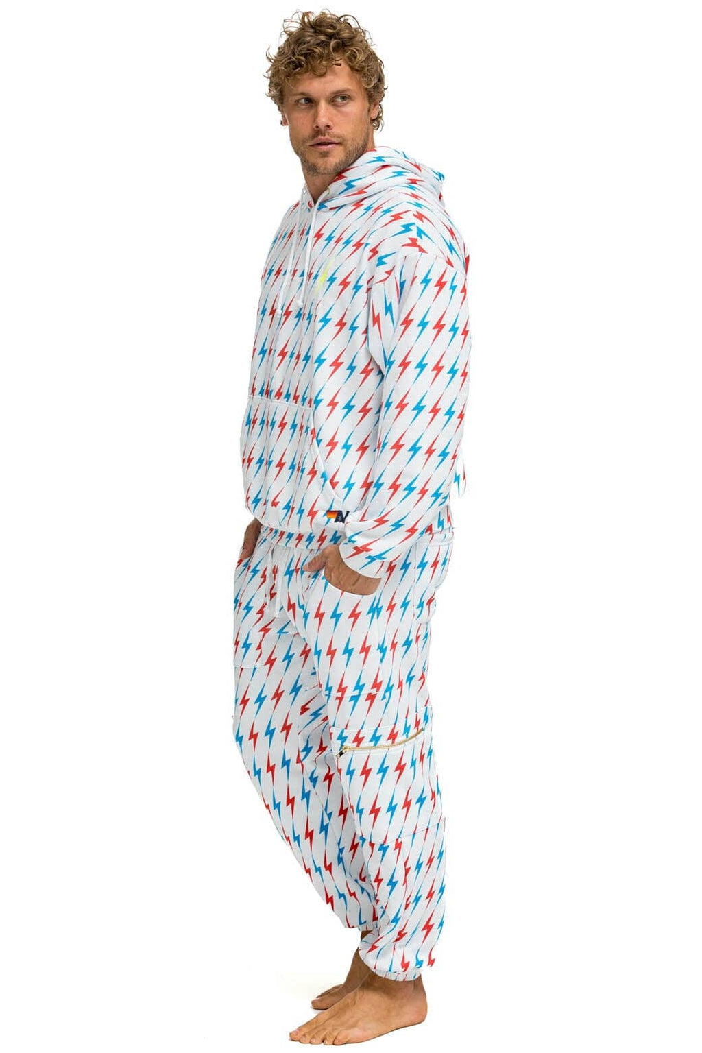 AVIATOR BOLT EMBROIDERY SWEATPANTS - WHITE USA