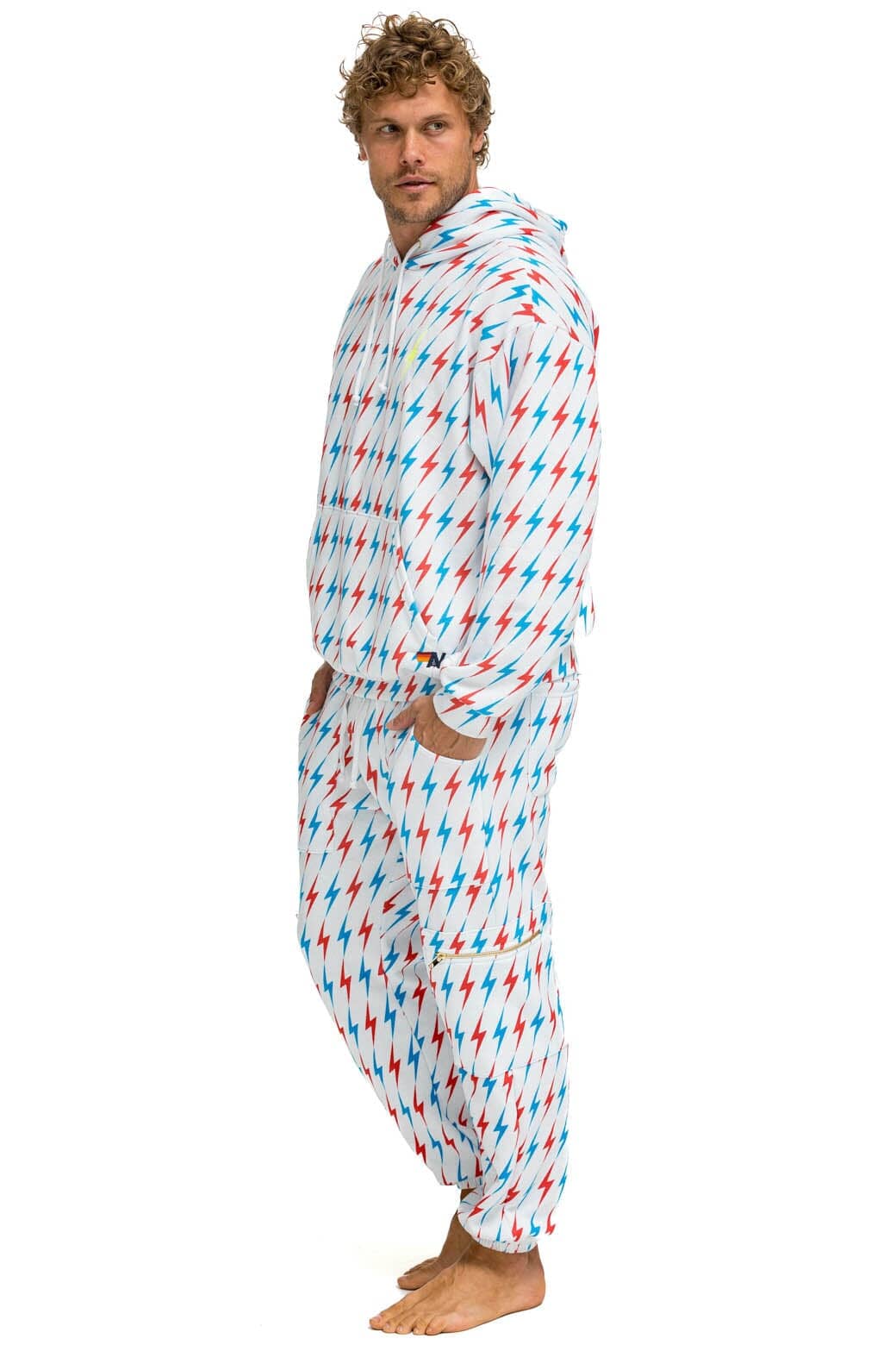 AVIATOR BOLT EMBROIDERY SWEATPANTS - WHITE USA