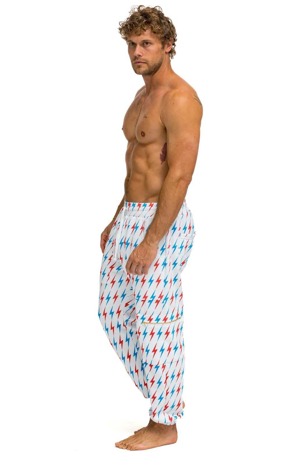AVIATOR BOLT EMBROIDERY SWEATPANTS - WHITE USA