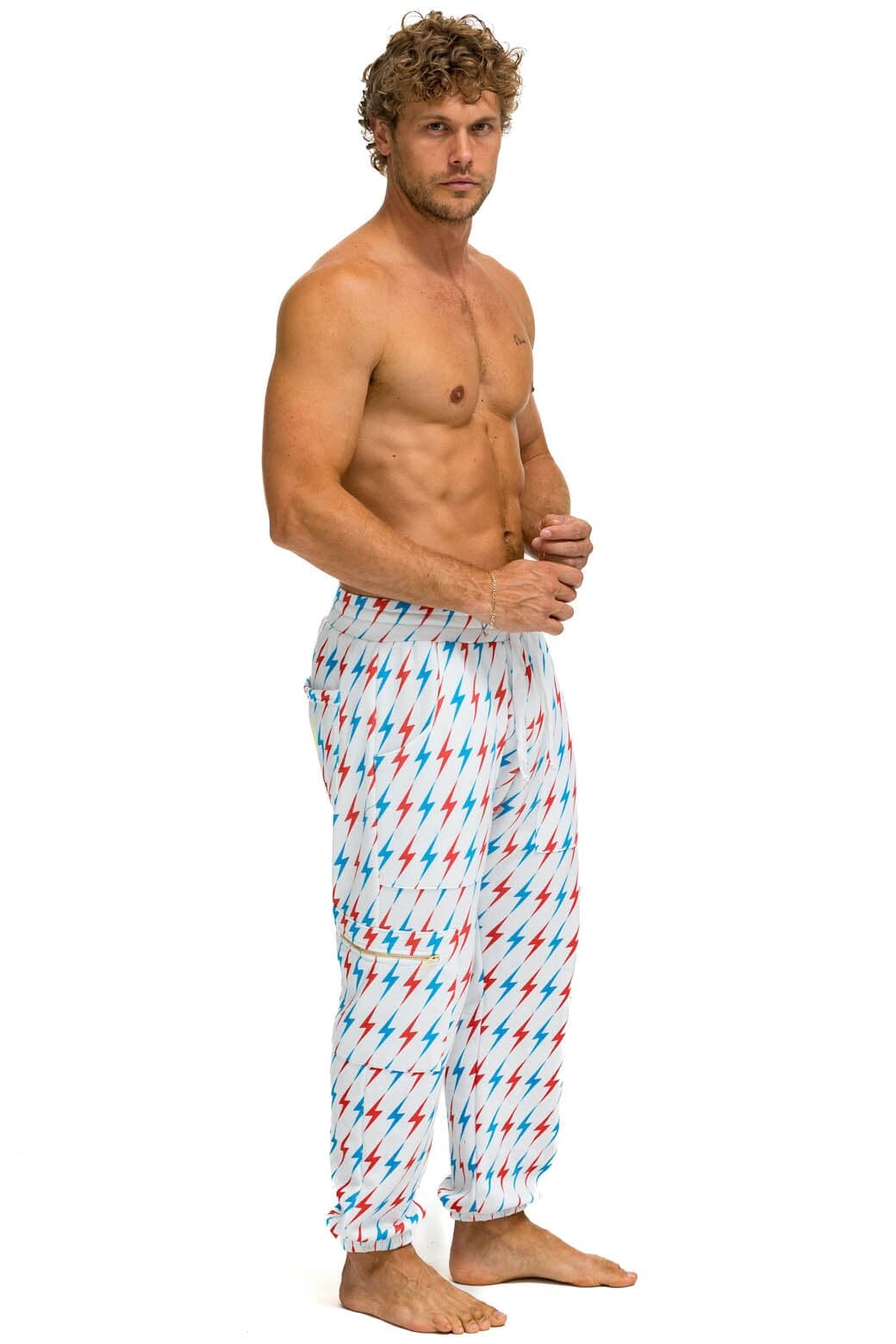 AVIATOR BOLT EMBROIDERY SWEATPANTS - WHITE USA
