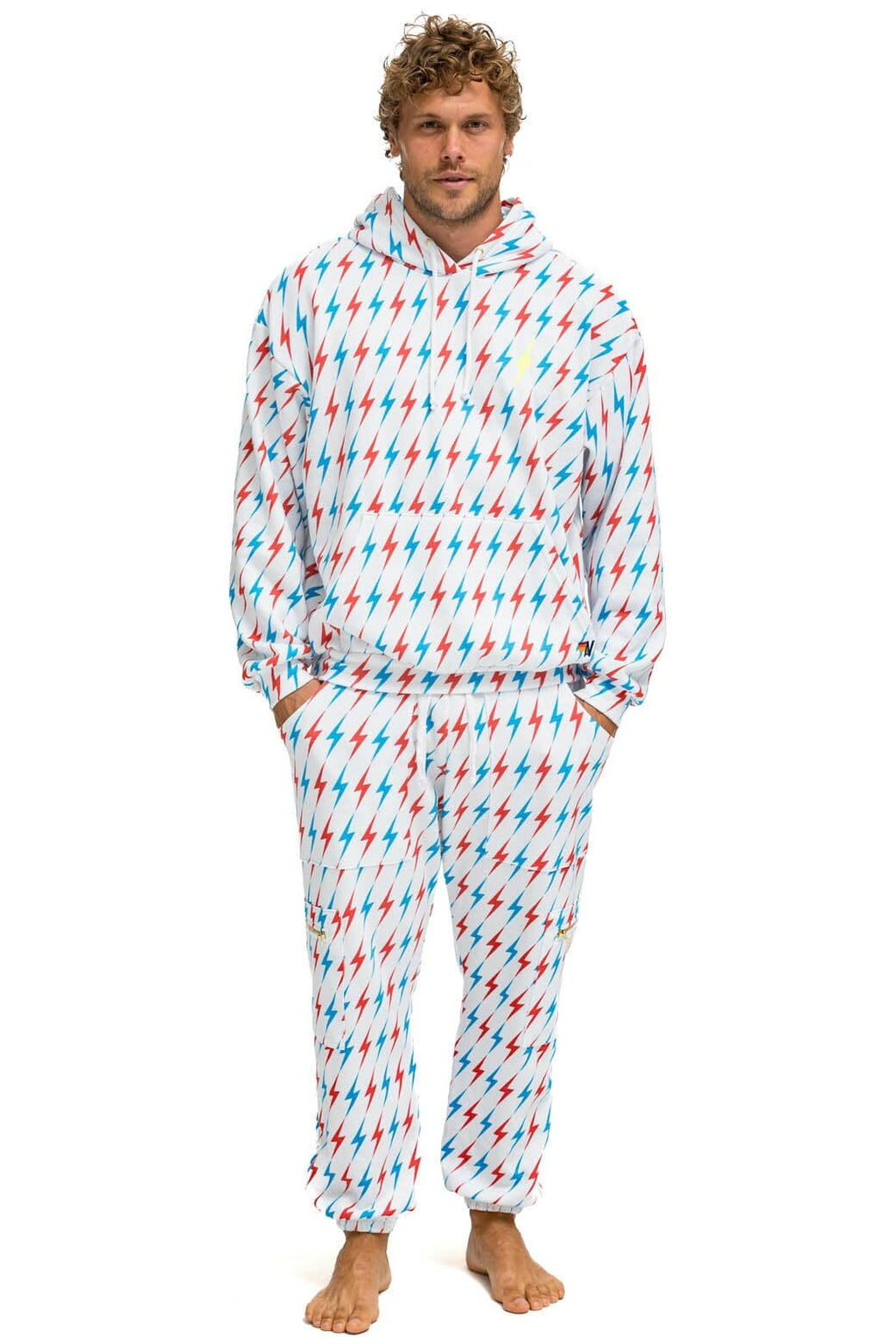 AVIATOR BOLT EMBROIDERY SWEATPANTS - WHITE USA