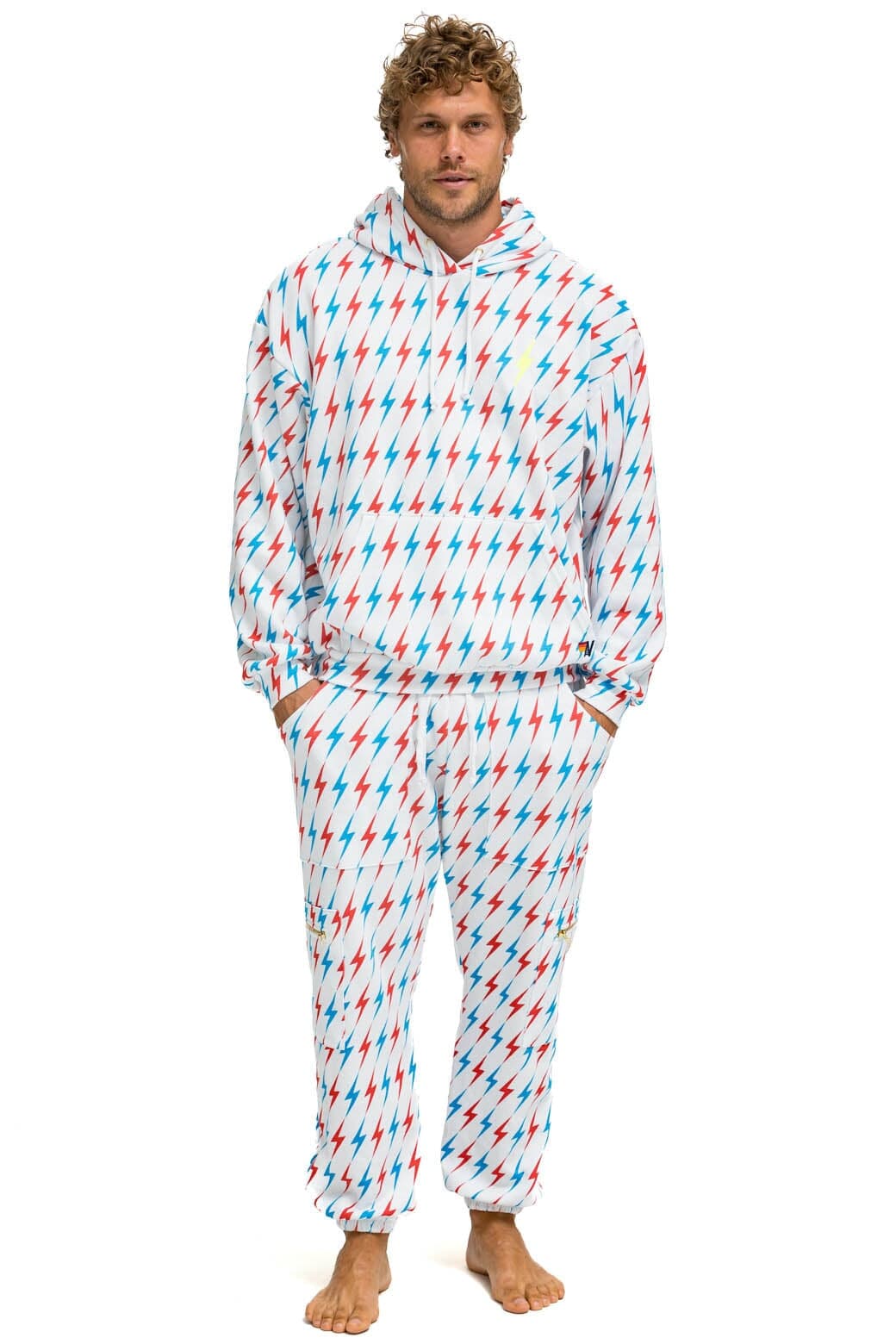 AVIATOR BOLT EMBROIDERY SWEATPANTS - WHITE USA
