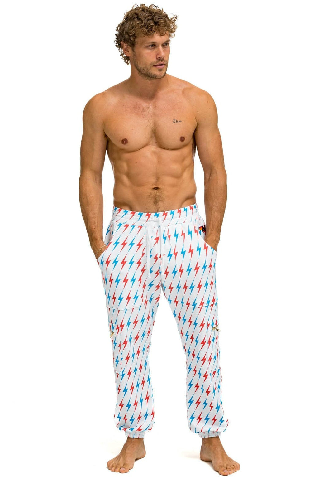 AVIATOR BOLT EMBROIDERY SWEATPANTS - WHITE USA