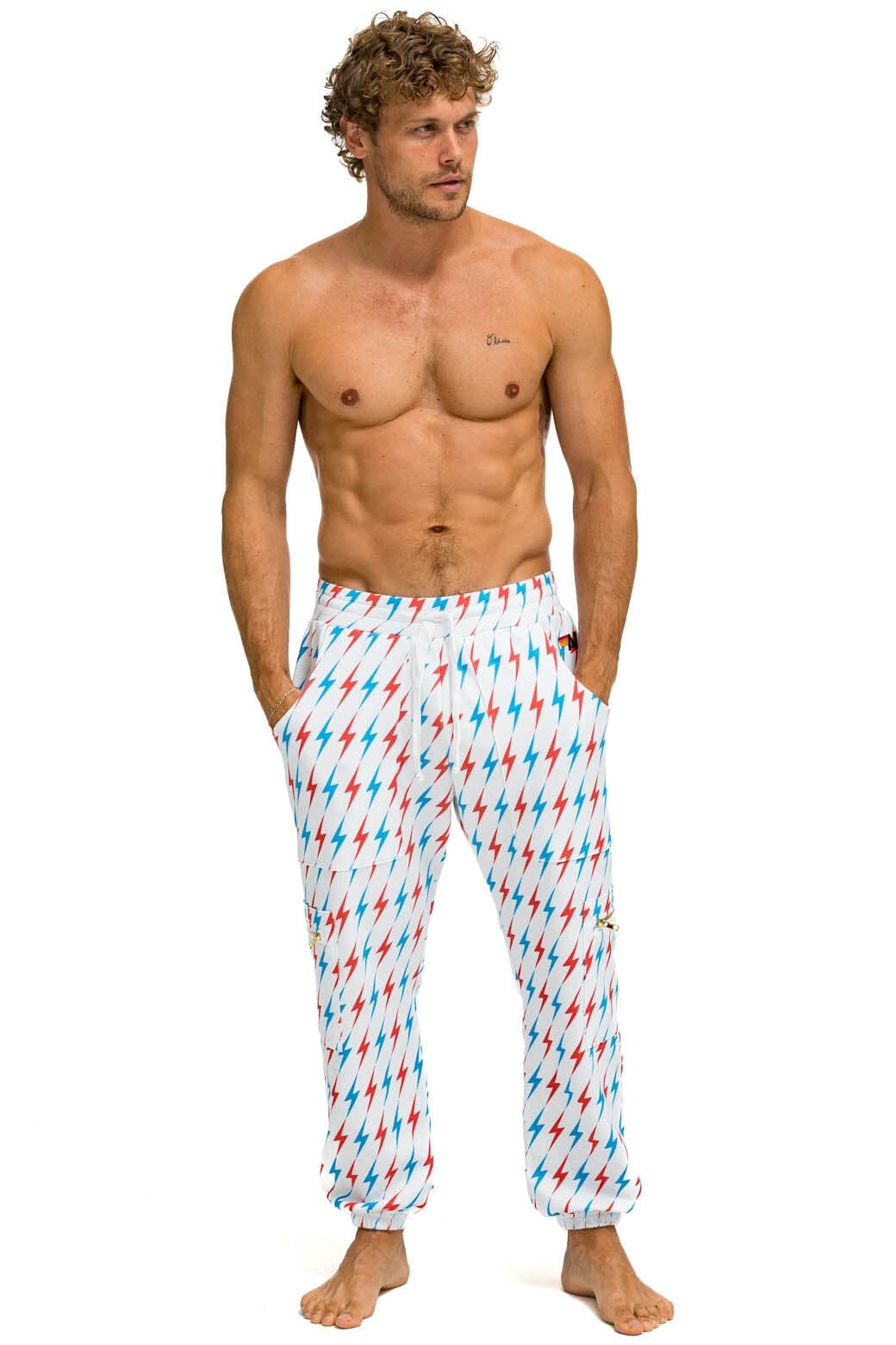 AVIATOR BOLT EMBROIDERY SWEATPANTS - WHITE USA