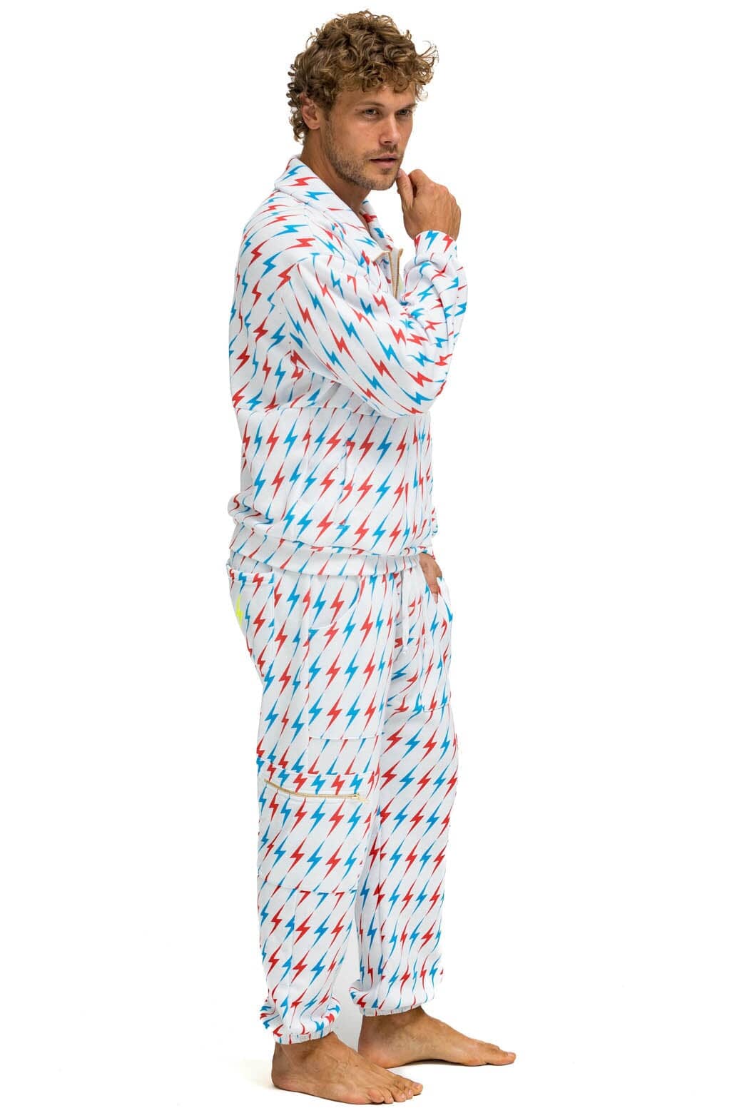 AVIATOR BOLT EMBROIDERY SWEATPANTS - WHITE USA