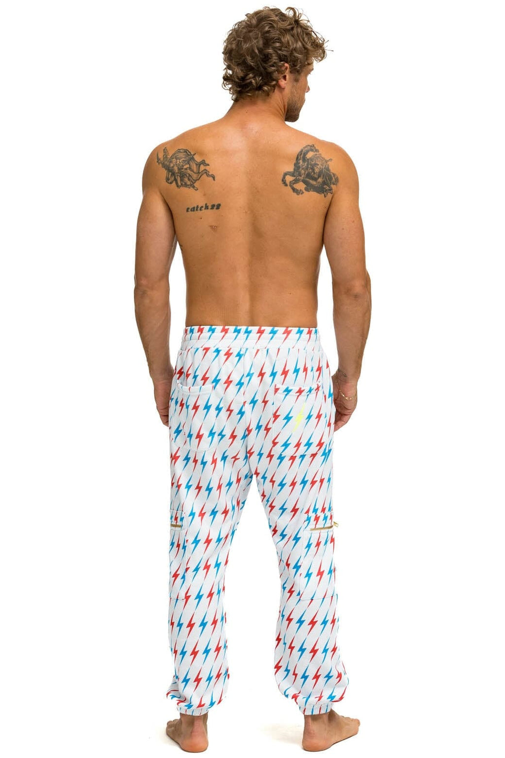 AVIATOR BOLT EMBROIDERY SWEATPANTS - WHITE USA
