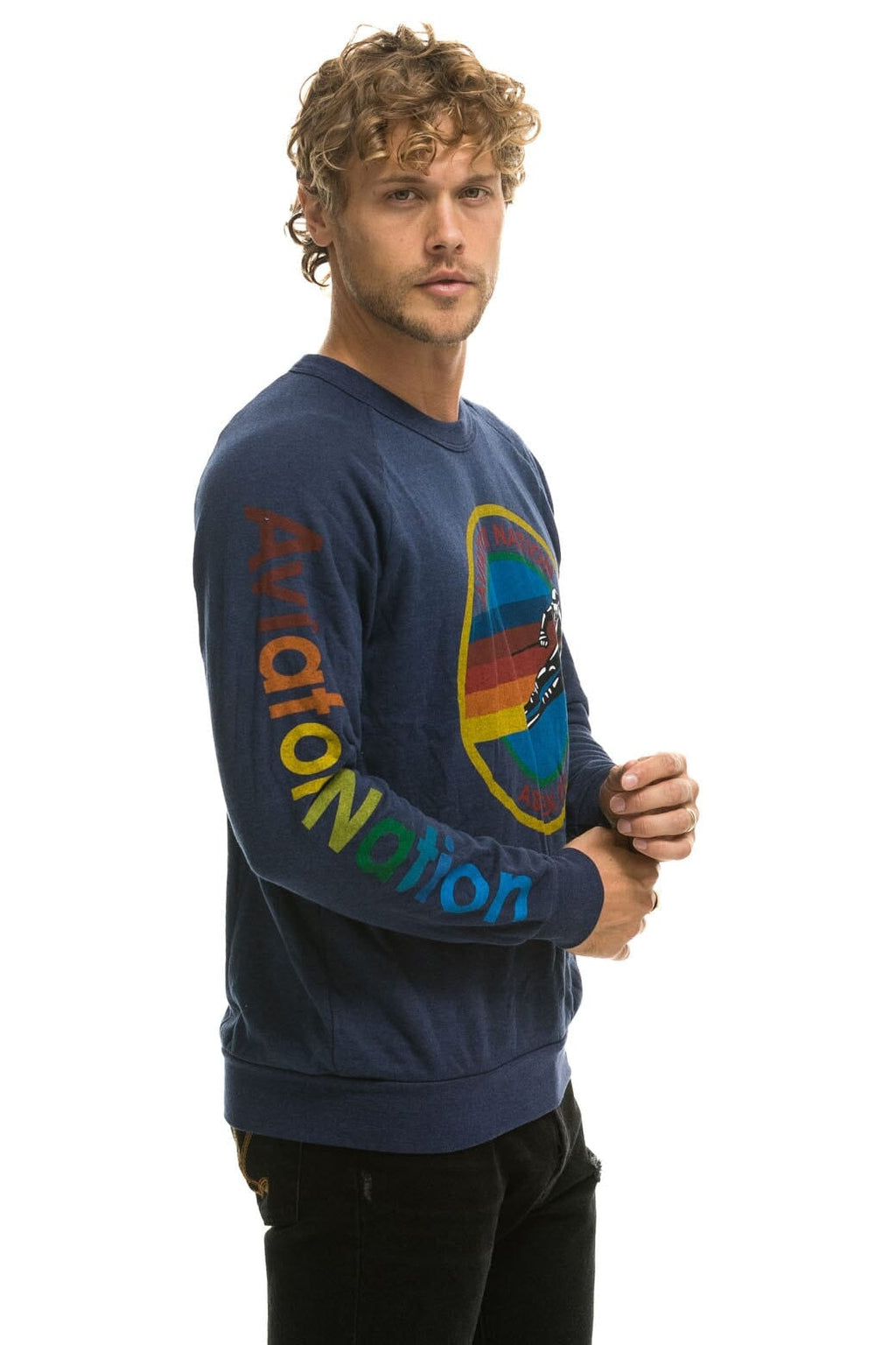 AVIATOR NATION ASPEN CREW SWEATSHIRT - NAVY