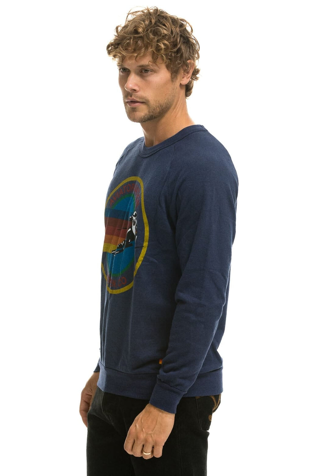 AVIATOR NATION ASPEN CREW SWEATSHIRT - NAVY