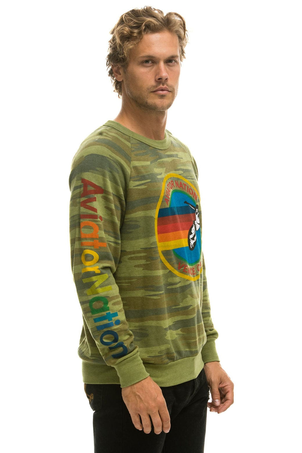 AVIATOR NATION VENICE CREW SWEATSHIRT - CAMO