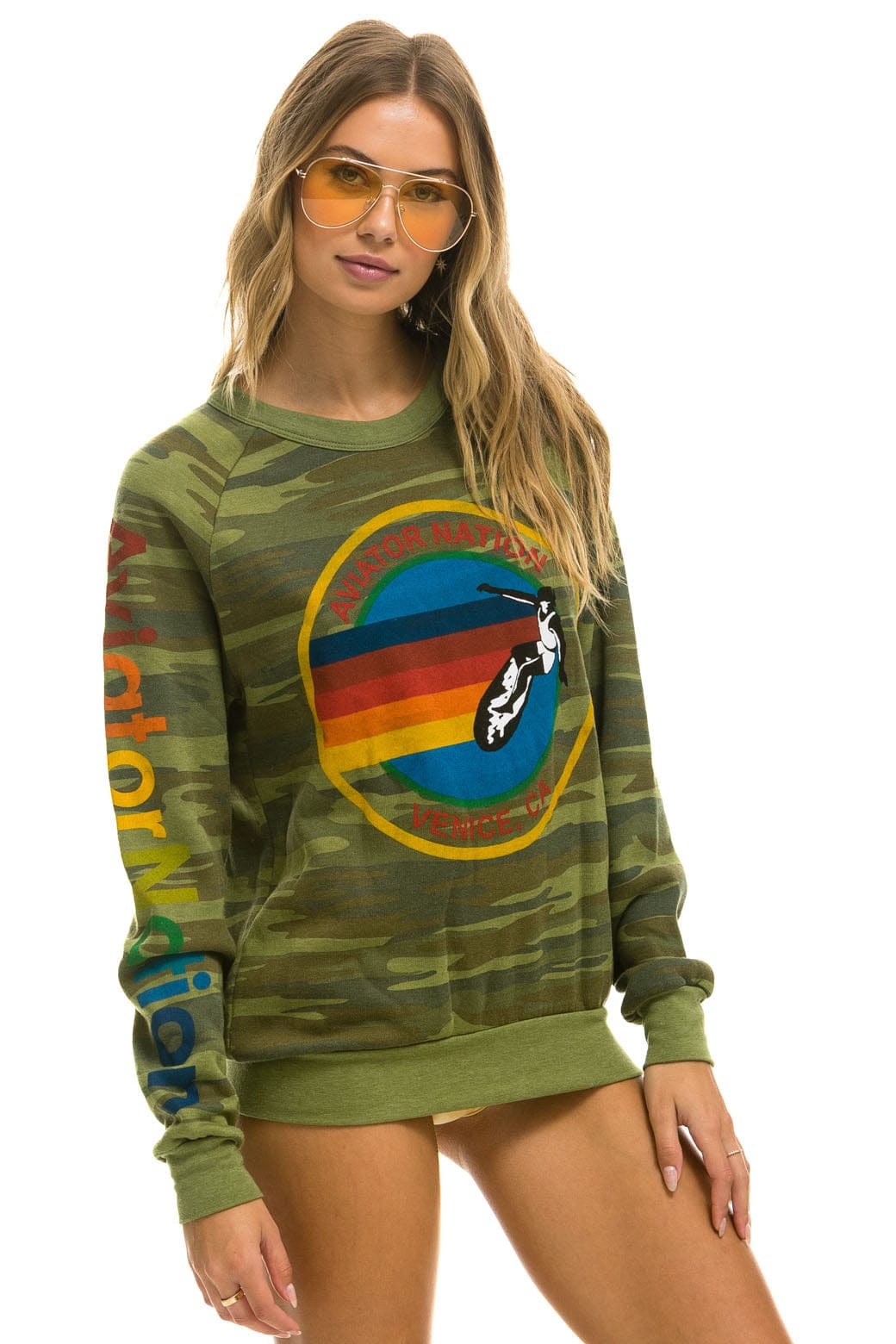 AVIATOR NATION VENICE CREW SWEATSHIRT - CAMO