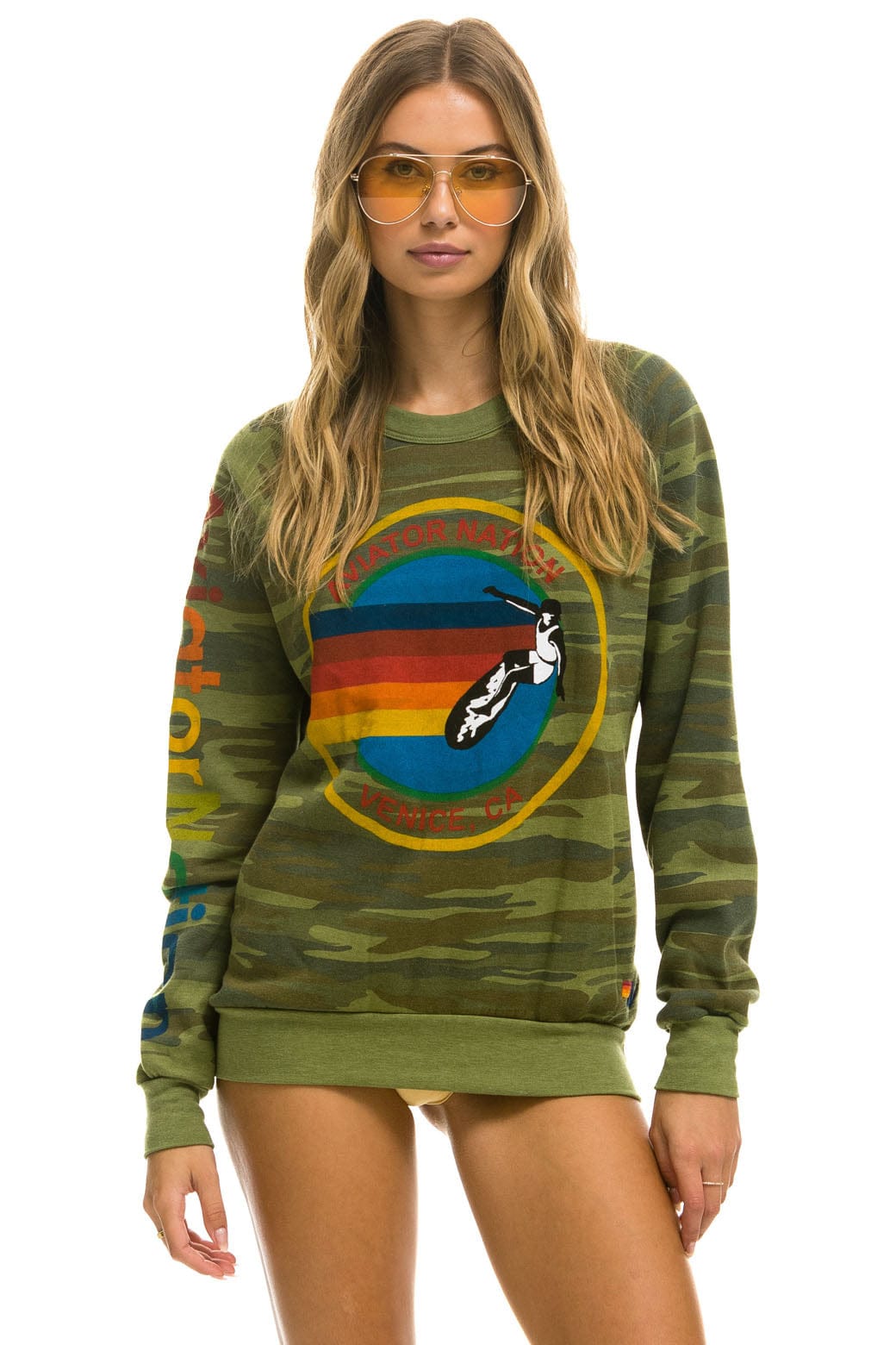 AVIATOR NATION VENICE CREW SWEATSHIRT - CAMO