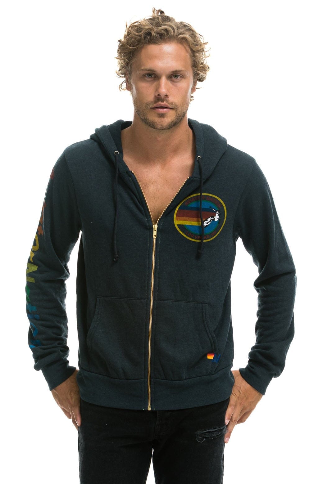AVIATOR NATION LAS VEGAS ZIP HOODIE - CHARCOAL