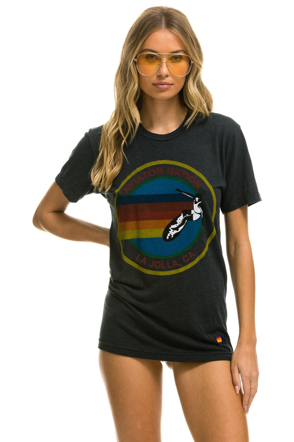 AVIATOR NATION LA JOLLA TEE - CHARCOAL