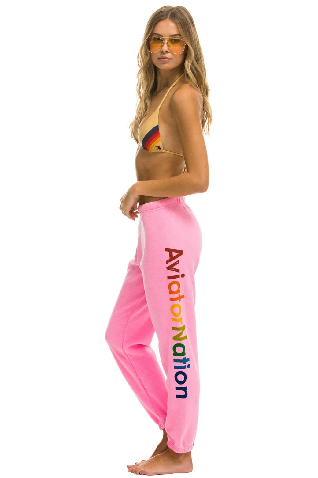 AVIATOR NATION MALIBU SWEATPANT - NEON PINK
