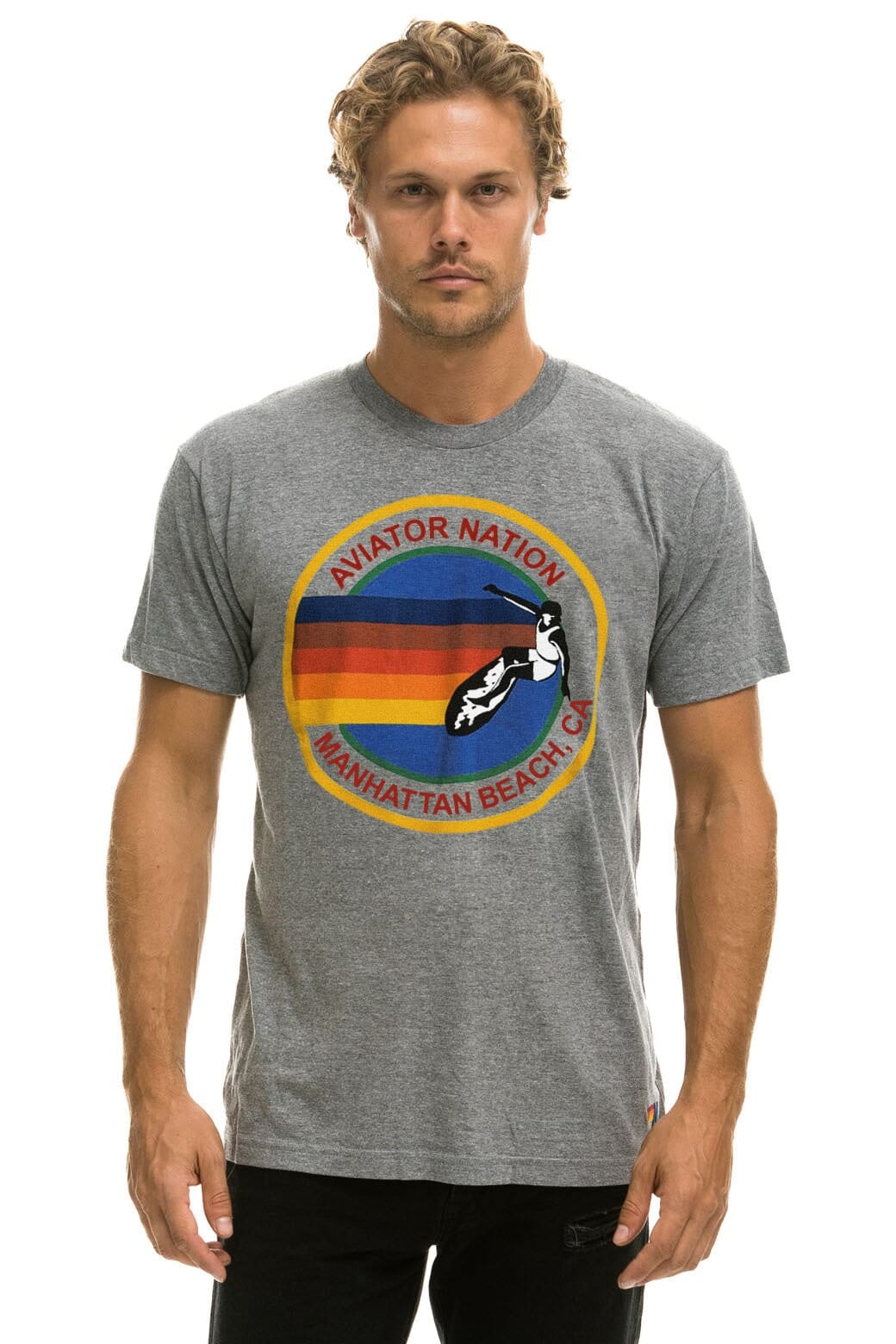 AVIATOR NATION MANHATTAN BEACH TEE SHIRT - HEATHER GREY