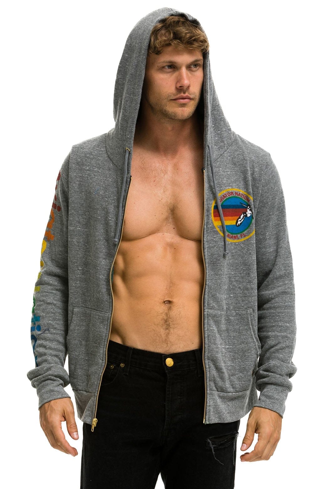 AVIATOR NATION MIAMI HOODIE - HEATHER GREY