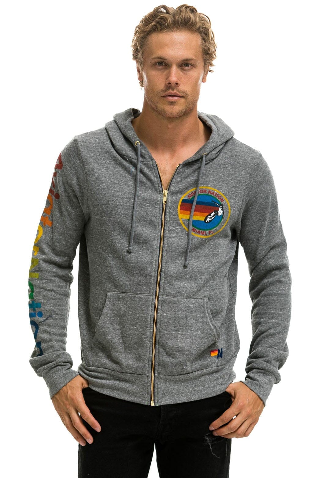 AVIATOR NATION MIAMI HOODIE - HEATHER GREY