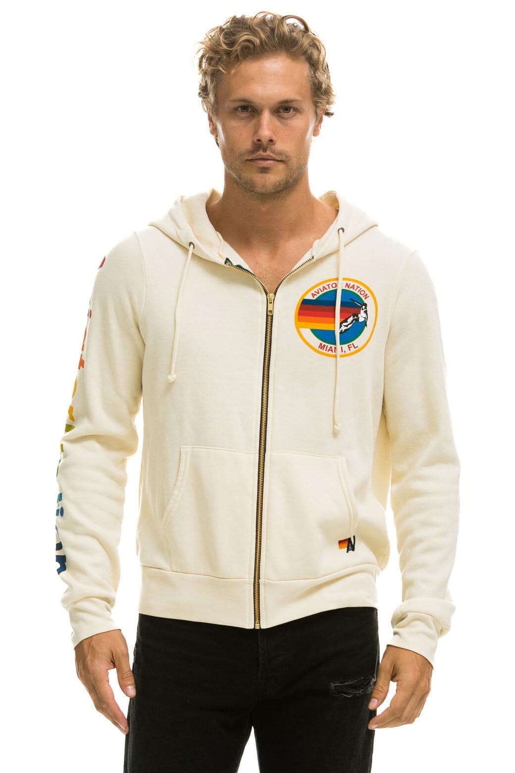 AVIATOR NATION MIAMI HOODIE - VINTAGE WHITE