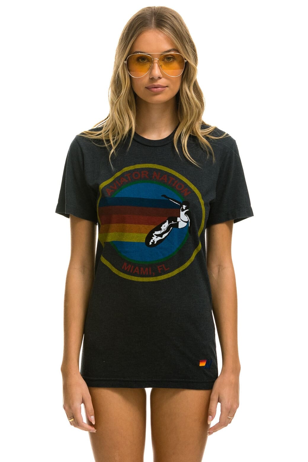 AVIATOR NATION MIAMI TEE - CHARCOAL