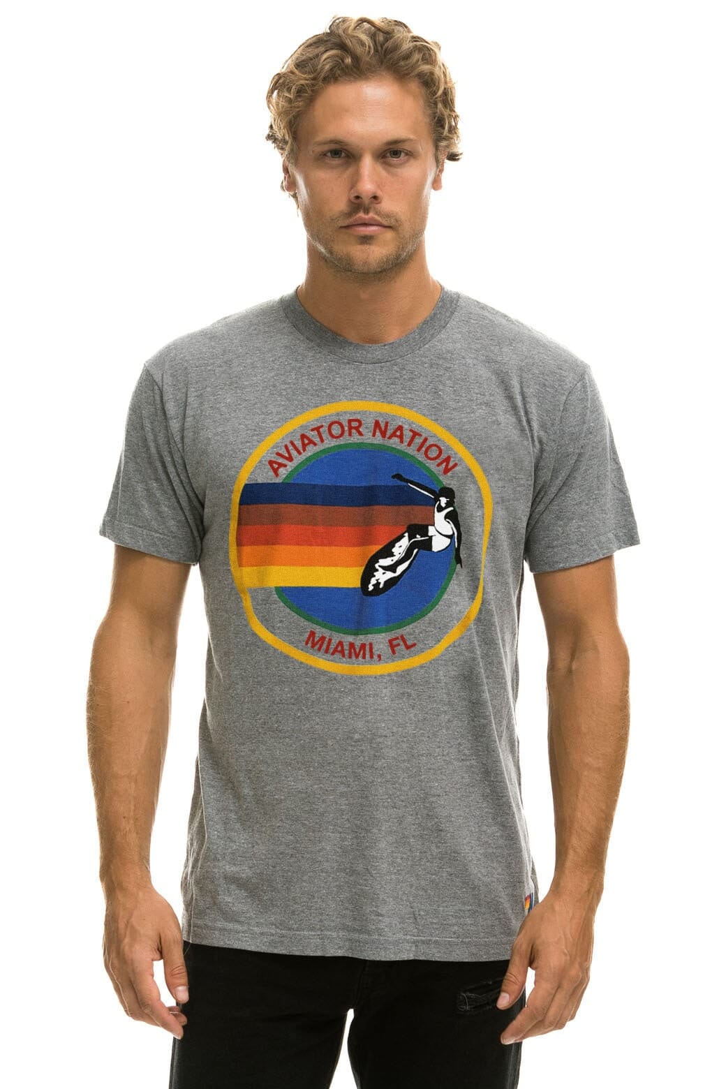 AVIATOR NATION MIAMI TEE - HEATHER GREY