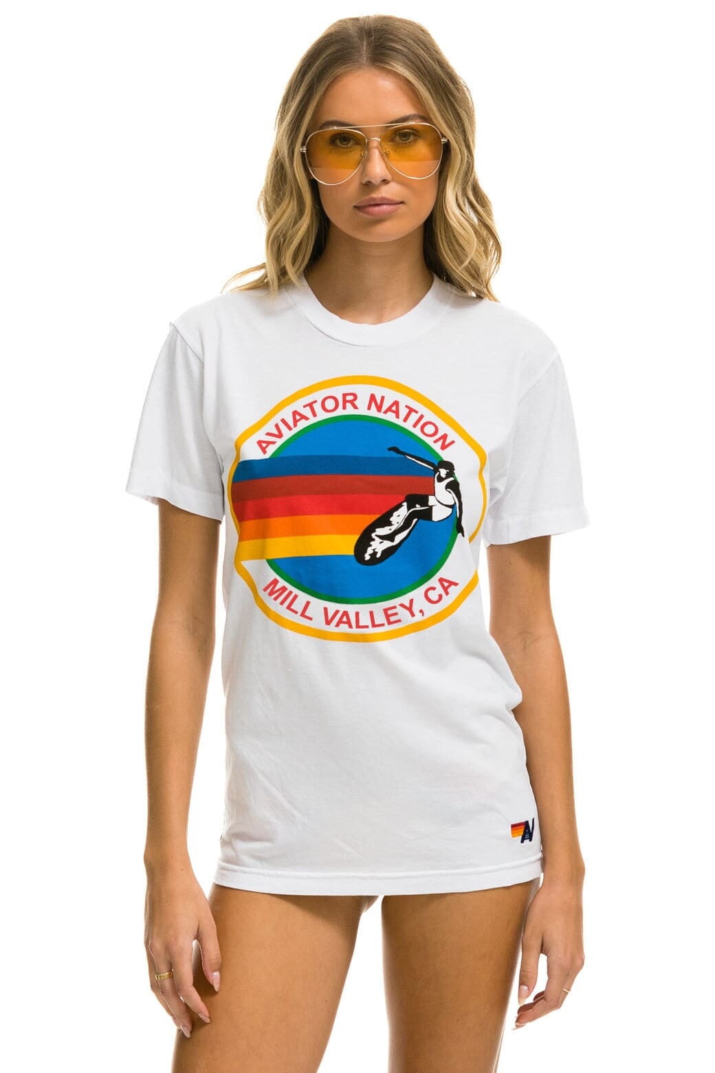 AVIATOR NATION MILL VALLEY CREW TEE SHIRT - WHITE