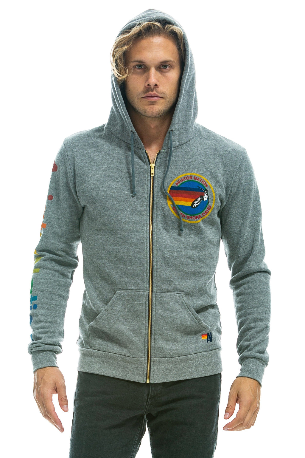 AVIATOR NATION NORTH SHORE HOODIE - HEATHER GREY