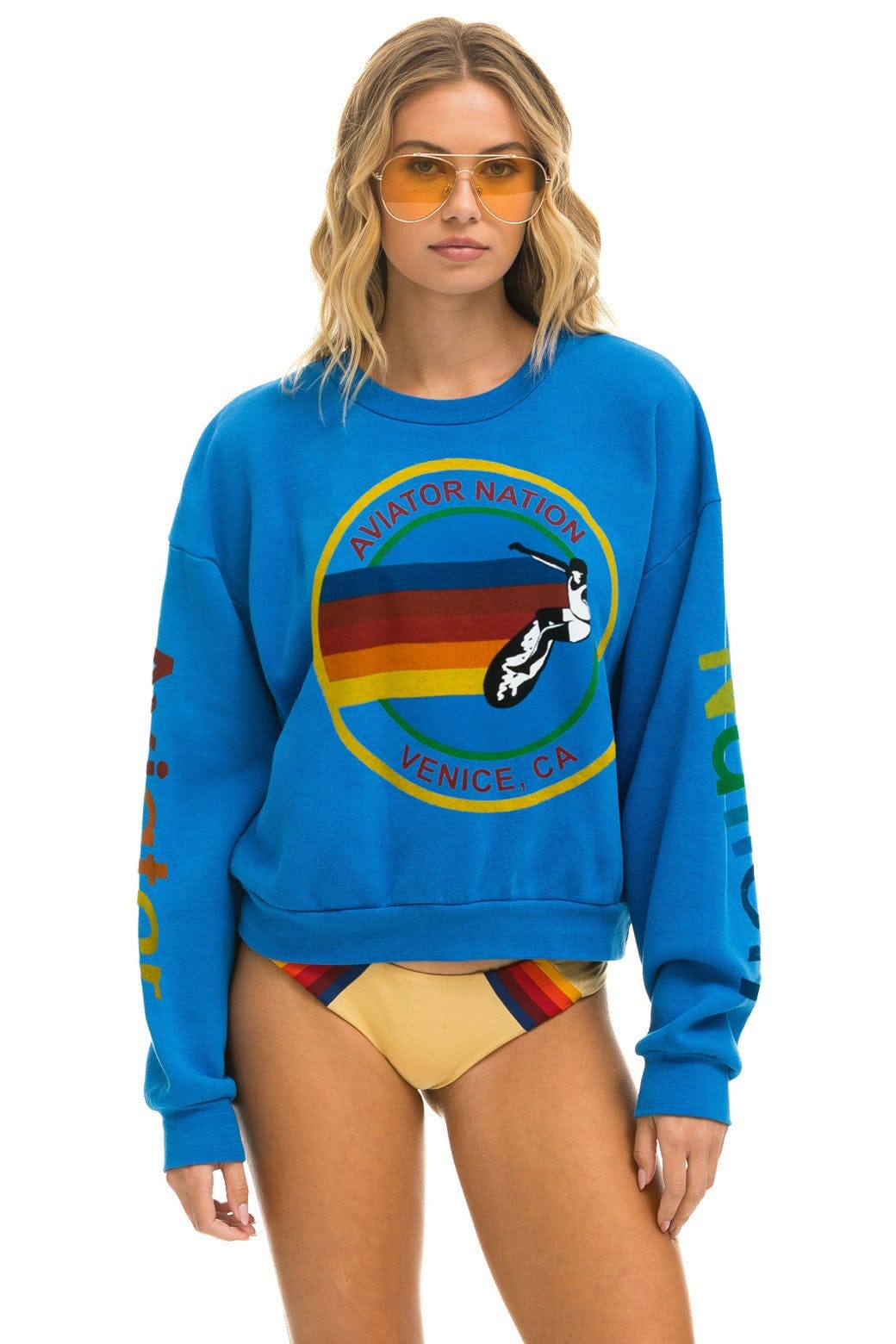 AVIATOR NATION RELAXED VENICE CREW SWEATSHIRT - OCEAN