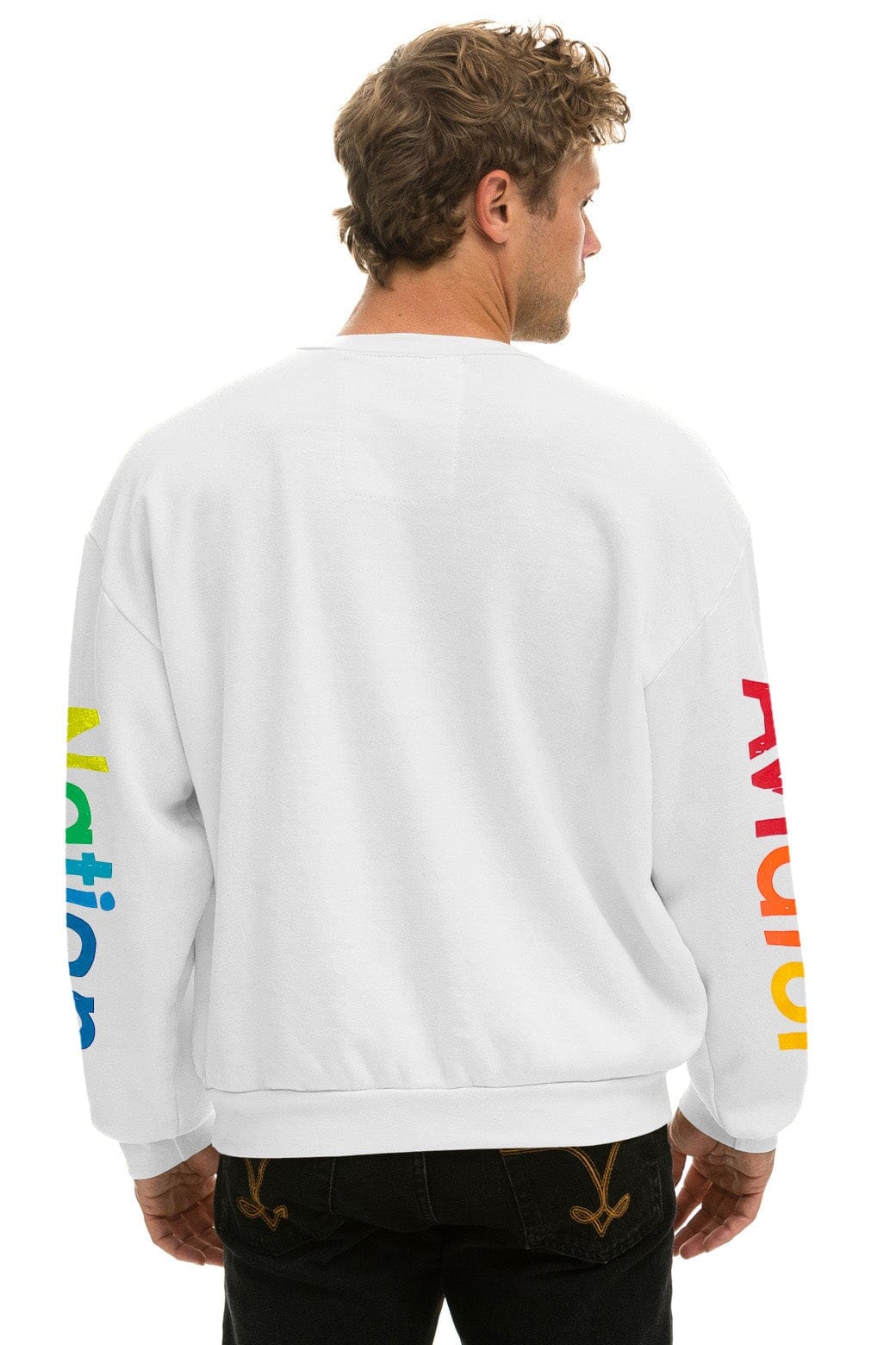 AVIATOR NATION RELAXED VENICE CREW SWEATSHIRT - WHITE