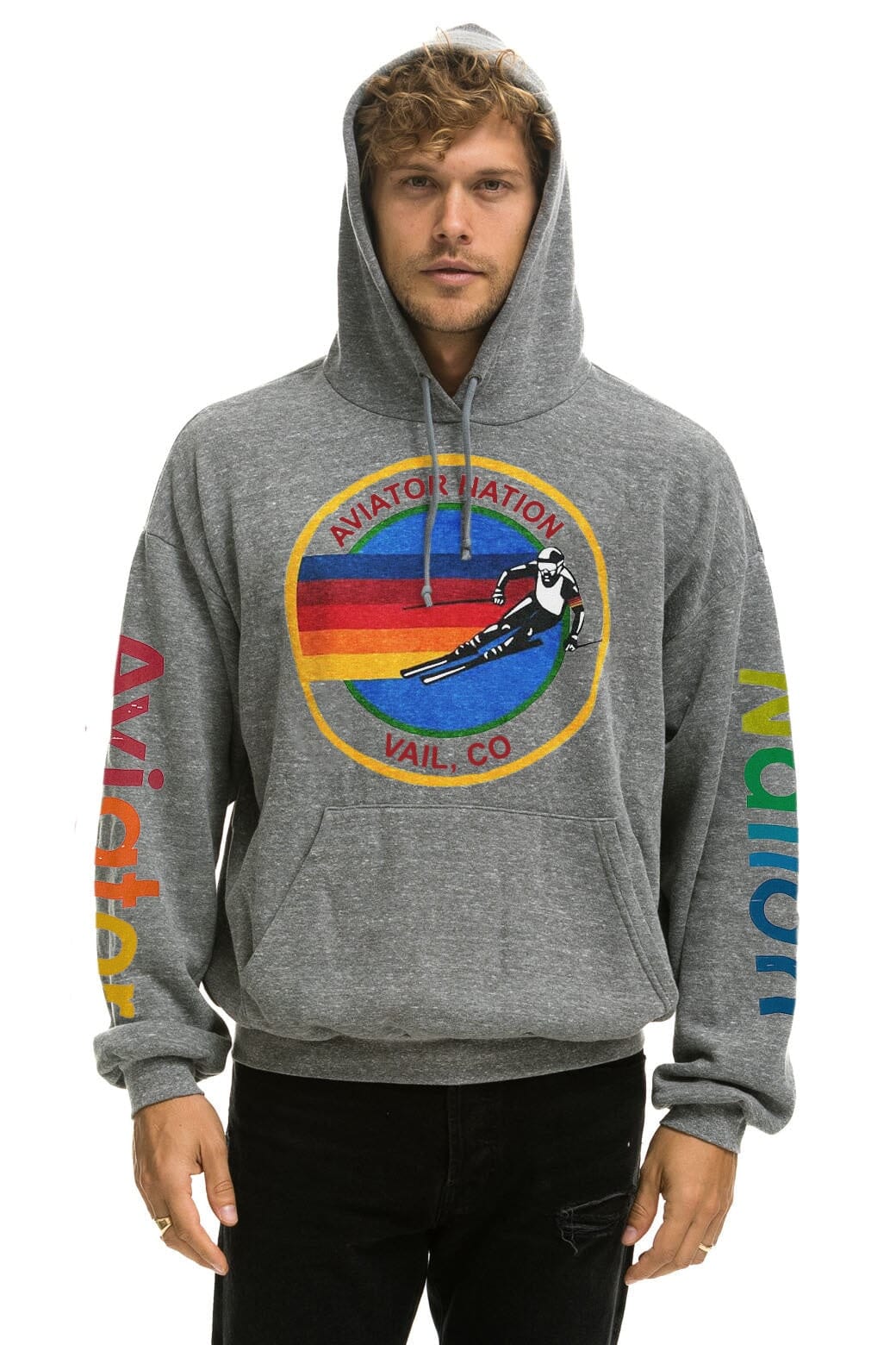 AVIATOR NATION VAIL RELAXED PULLOVER HOODIE - HEATHER GREY