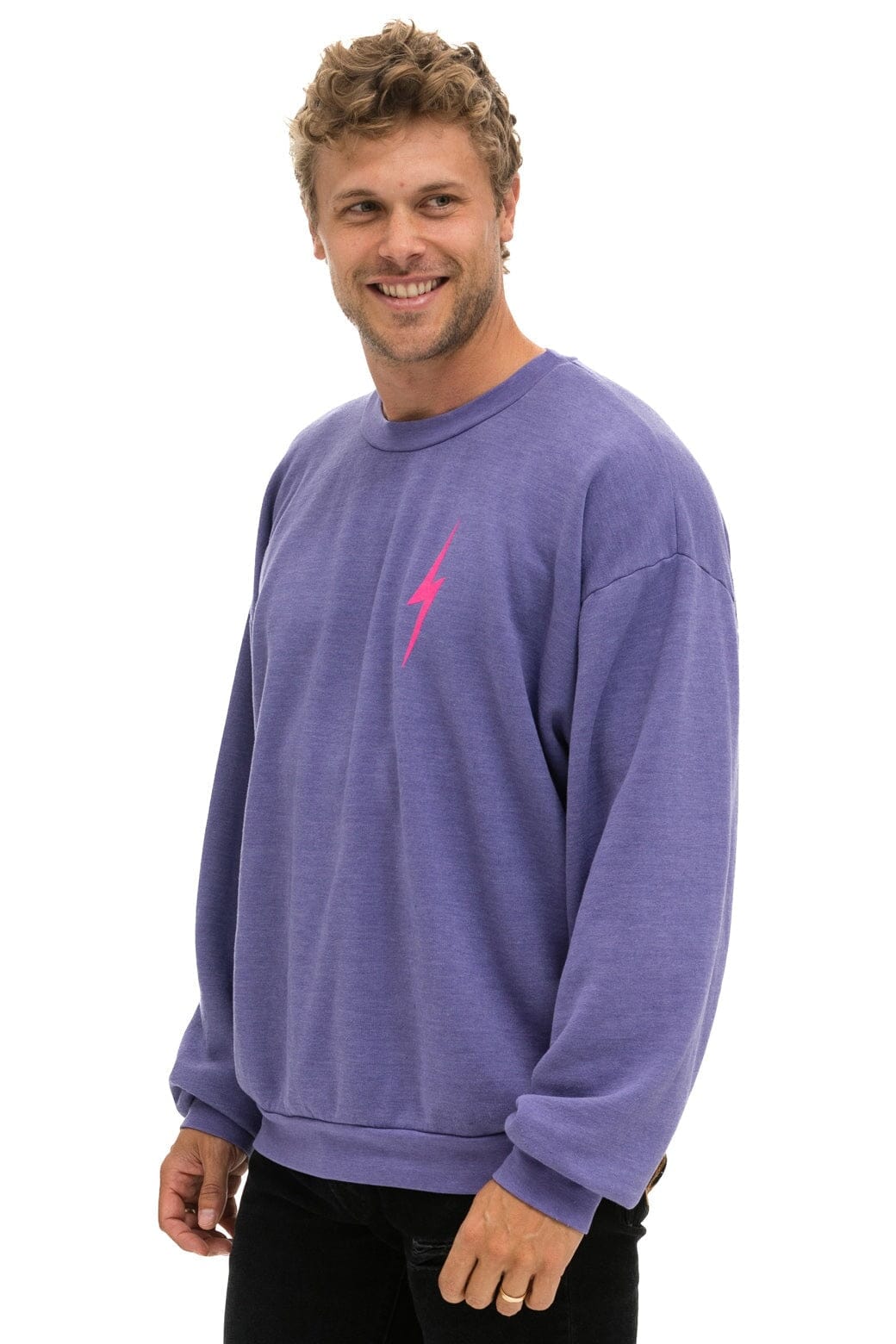 BOLT 2 RELAXED CREW SWEATSHIRT - LAVENDER NEON PINK