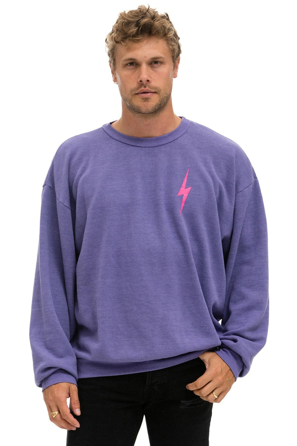 BOLT 2 RELAXED CREW SWEATSHIRT - LAVENDER NEON PINK