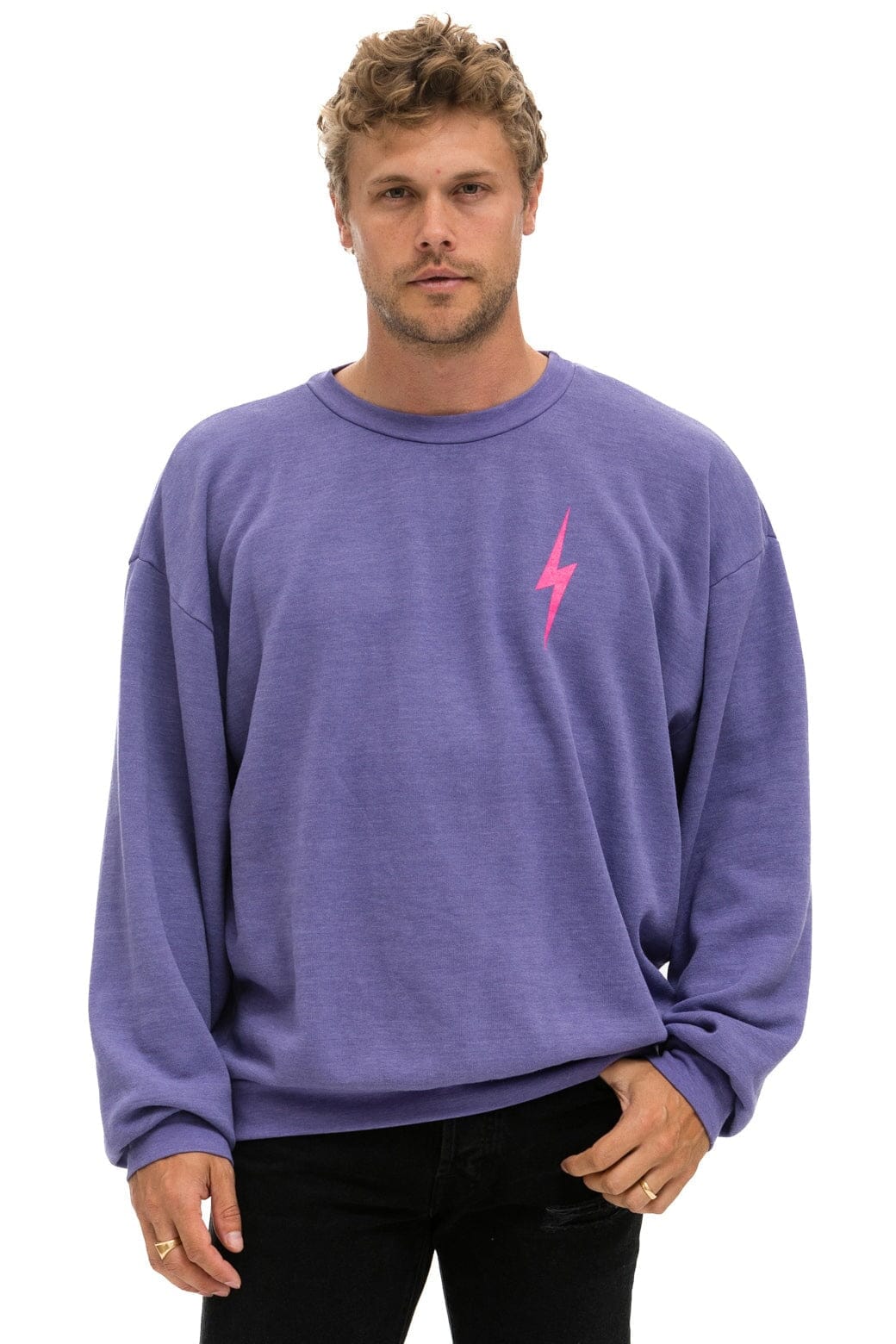 BOLT 2 RELAXED CREW SWEATSHIRT - LAVENDER NEON PINK