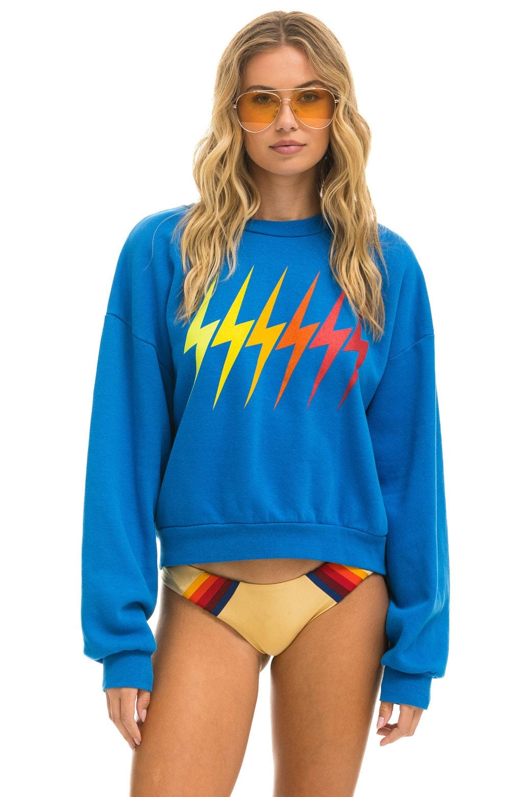 BOLT GRADIENT RELAXED CREW SWEATSHIRT - OCEAN RAINBOW